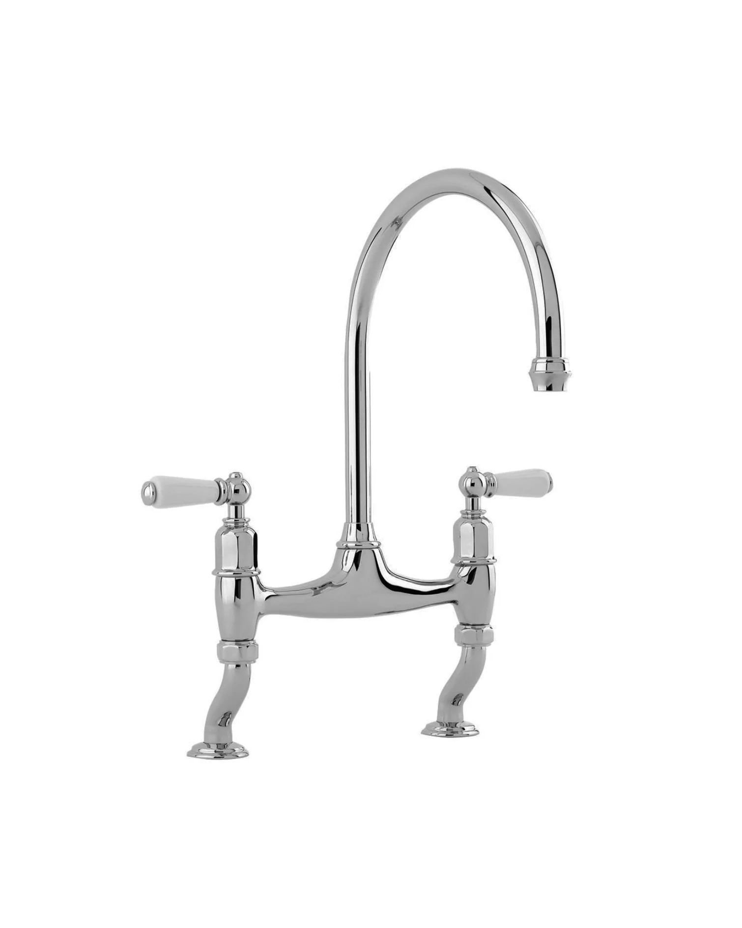 London kitchen mixer tap with traditional porcelain handle